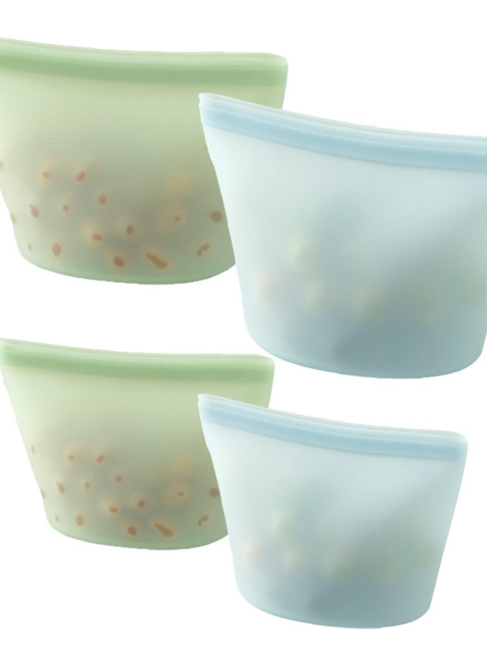 PandaEar 4 Pack Reusable Silicone Food Storage Bags, Leakproof Stand-Up Freezer